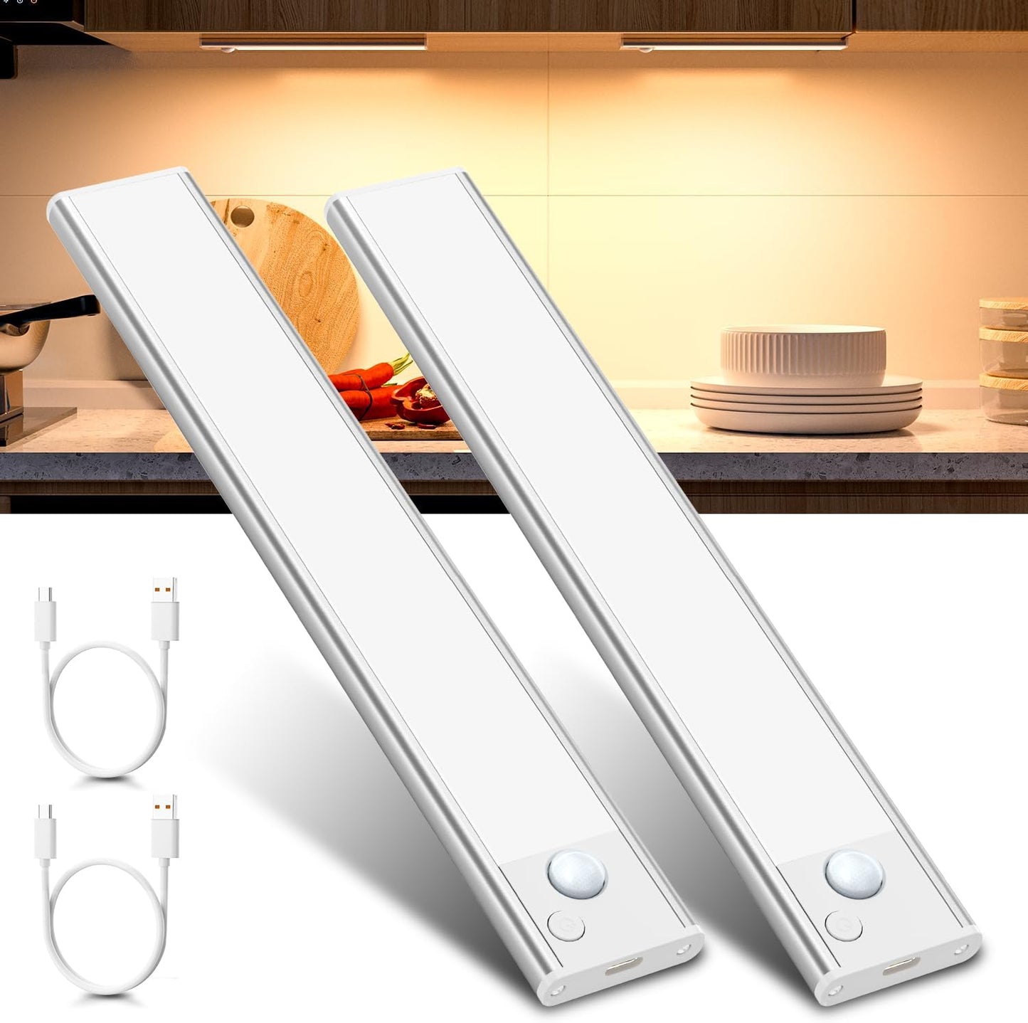 Luce LED Sotto pensile con Sensore. Ricaricabile. Magnetica