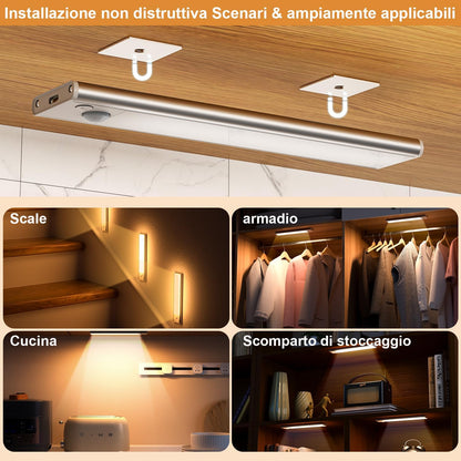 Luce LED Sotto pensile con Sensore. Ricaricabile. Magnetica