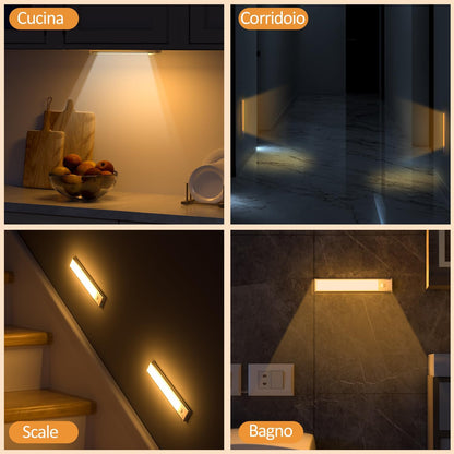 Luce LED Sotto pensile con Sensore. Ricaricabile. Magnetica